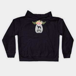 Greyhound Grey Pumpkin with Fall Flowers Kids Hoodie